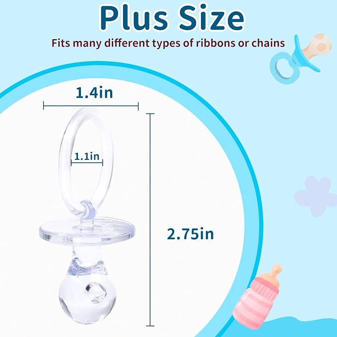 72 Pcs Baby Shower Pacifiers, 2.75’’ Plastic Pacifiers - Image 2