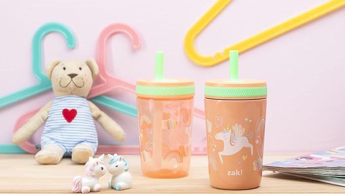 Zak Designs Unicorn Kelso Tumbler Set, Leak-Proof Screw-On Lid - Image 9