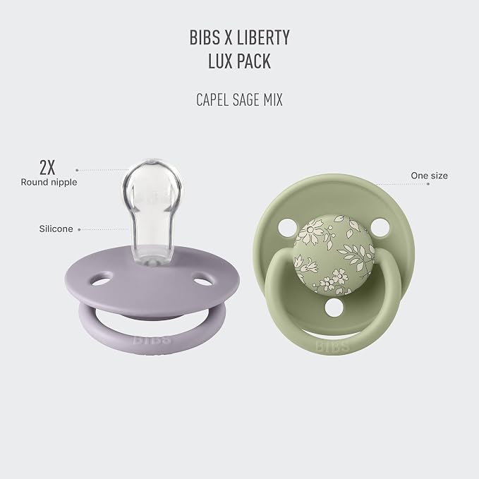 BIBS De Lux Liberty Soother 2-Pack, BPA Free Dummy Pacifier, Round Nipple. - Image 2