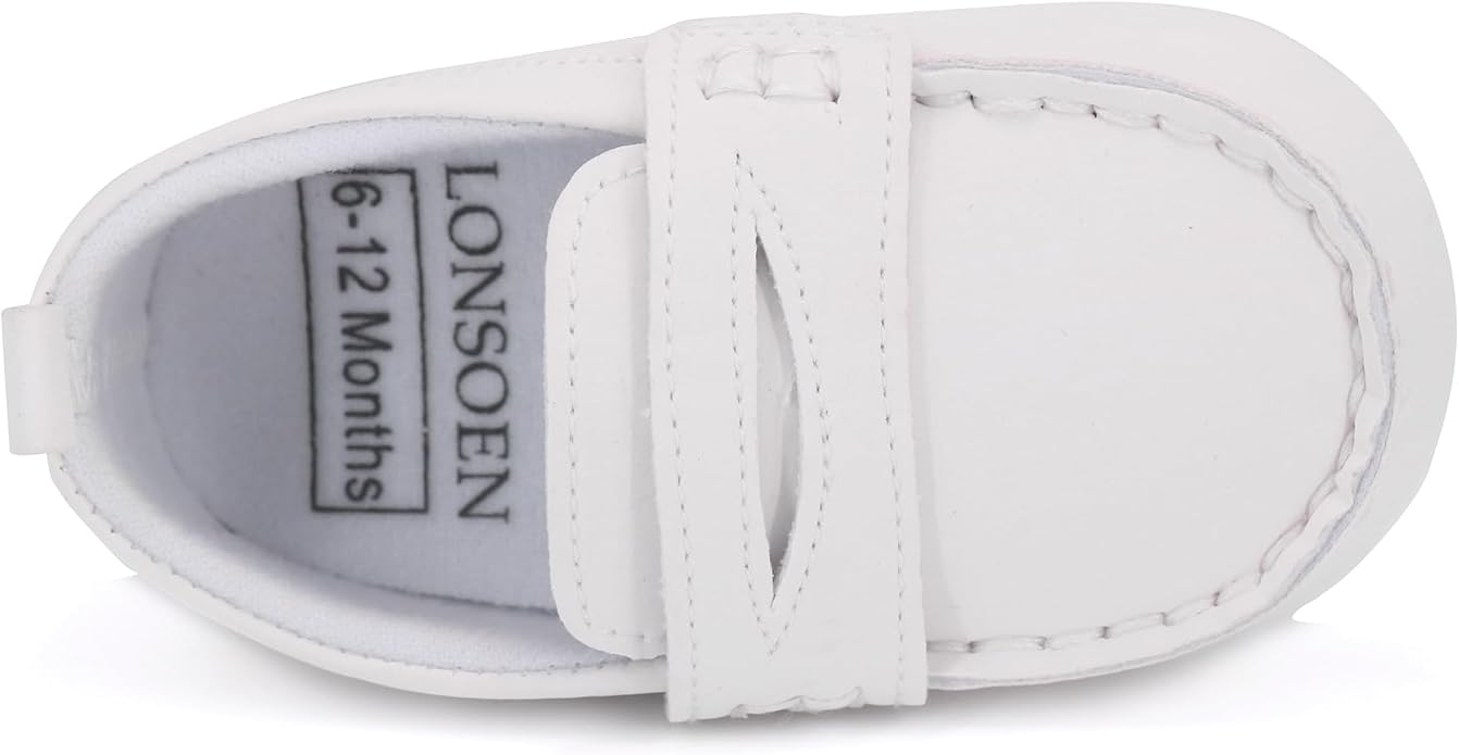 LONSOEN Baby Girls Boys Loafers Prewalker Dress Crib Shoes - Image 5