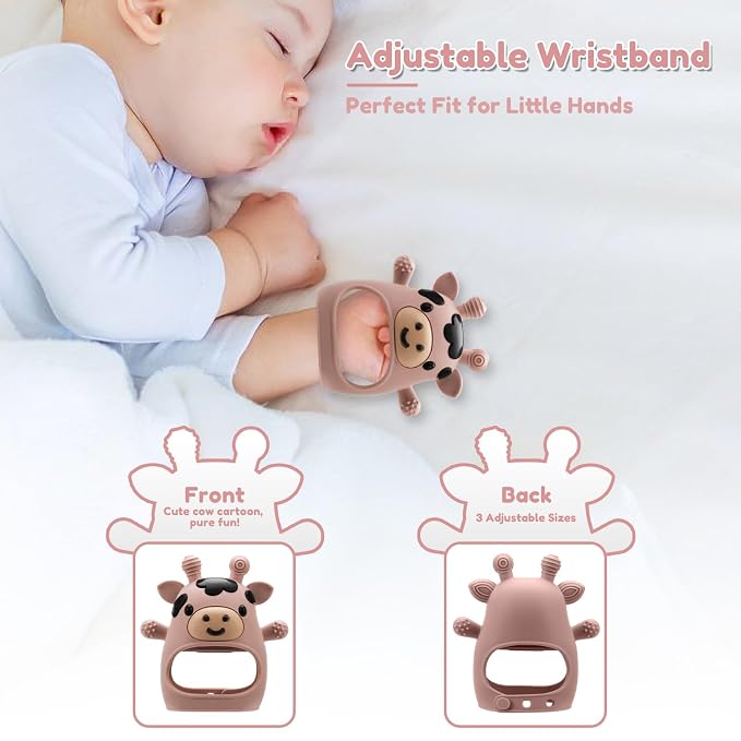 2 Pack Baby Teething Toys 0-6 6-12 Months, Adjustable Anti Dropping Wrist - Image 4
