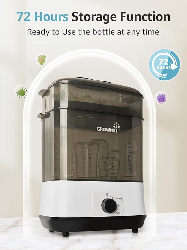 GROWNSY Adjustable 3 IN 1 Large Bottle Sterilizer and Dryer, Electric Steam - Image 6
