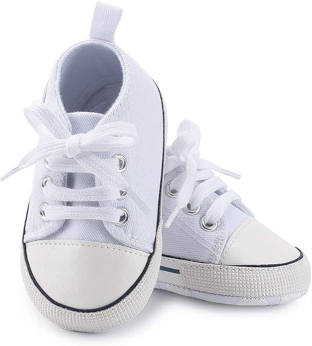 Meckior Baby Girls Boys Canvas Sneakers Soft Sole High-Top Ankle Infant First - Image 2