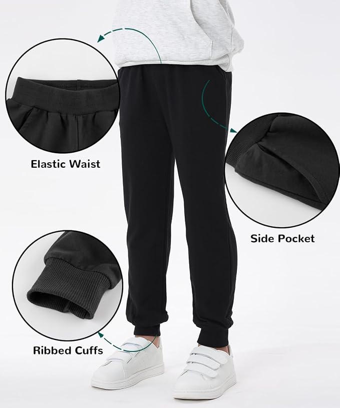GFQLONG 2/3 Pack Toddler Pants Sweatpants Boys Cotton Joggers, Athletic Pull on - Image 3