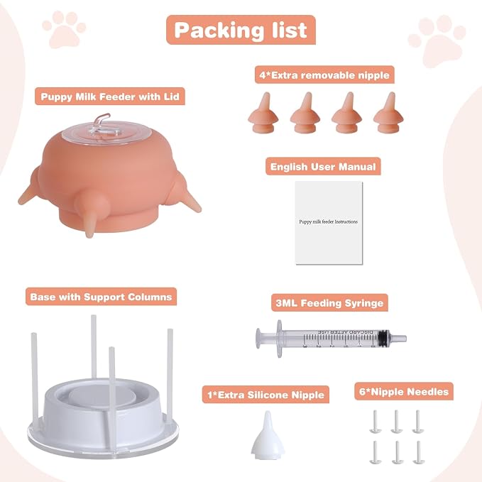 Nursing Nipple Puppy Feeders for Multiple Puppies, 200ml Food-Grade Silicone - Image 7