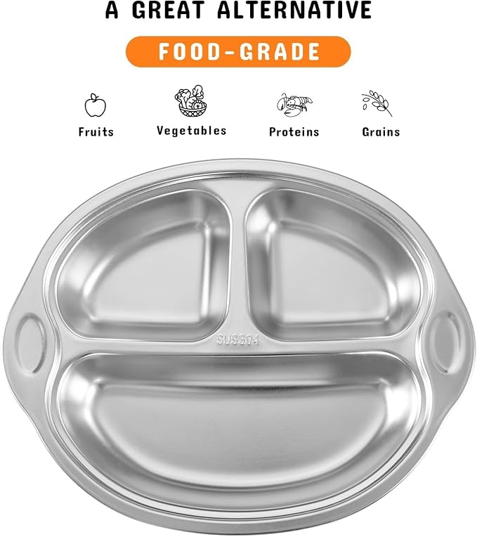 Stainless Steel Baby Suction Plates: Divided Plates - Image 2