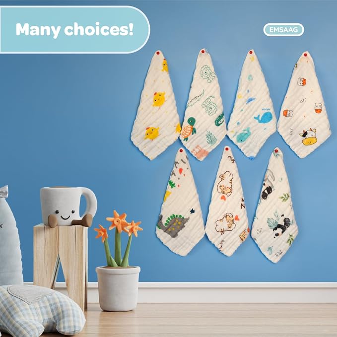 Gift Boxed Animal Pattern Baby Washcloths Pack of 7 - Image 5