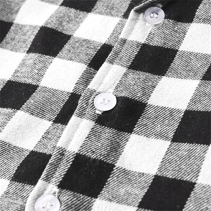 Schbbbta Kids Pajamas Set, Plaid Button Down Pjs - Image 5