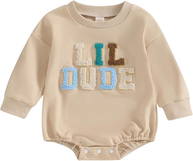 VISGOGO Newborn Infant Baby Boy Girls Oversized Romper Little Dude Sweater by VISGOGO