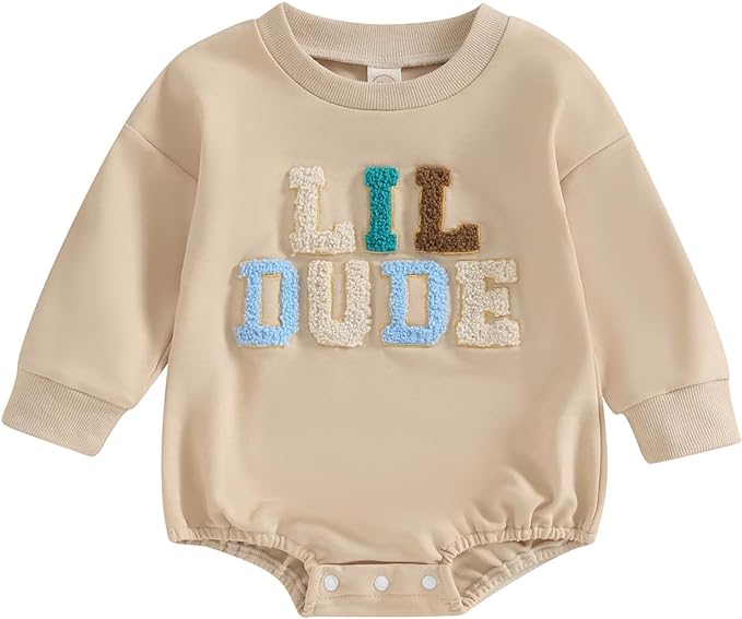 VISGOGO Newborn Infant Baby Boy Girls Oversized Romper Little Dude Sweater by VISGOGO