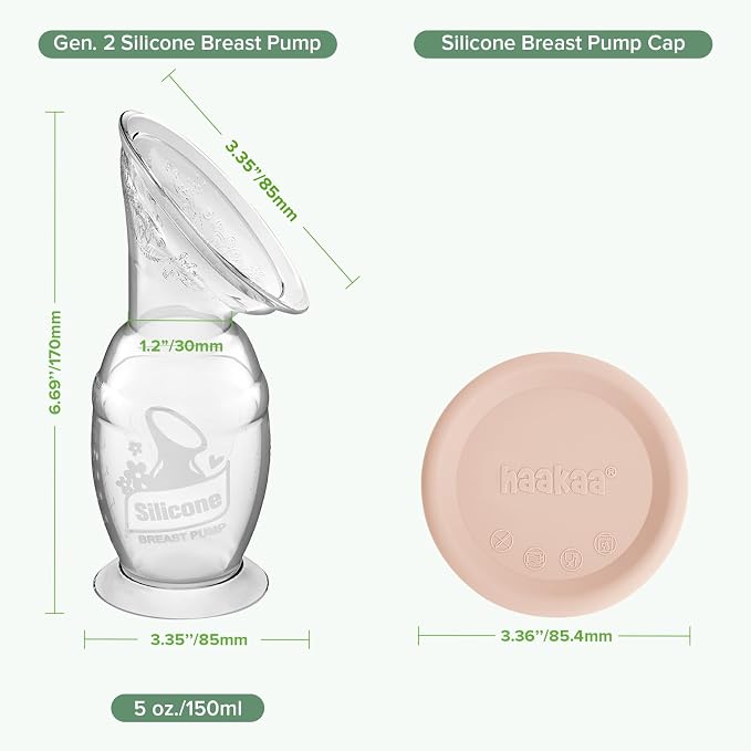 haakaa Silicone Breast Pump & Silicone Cap 5oz/150ml - Image 8