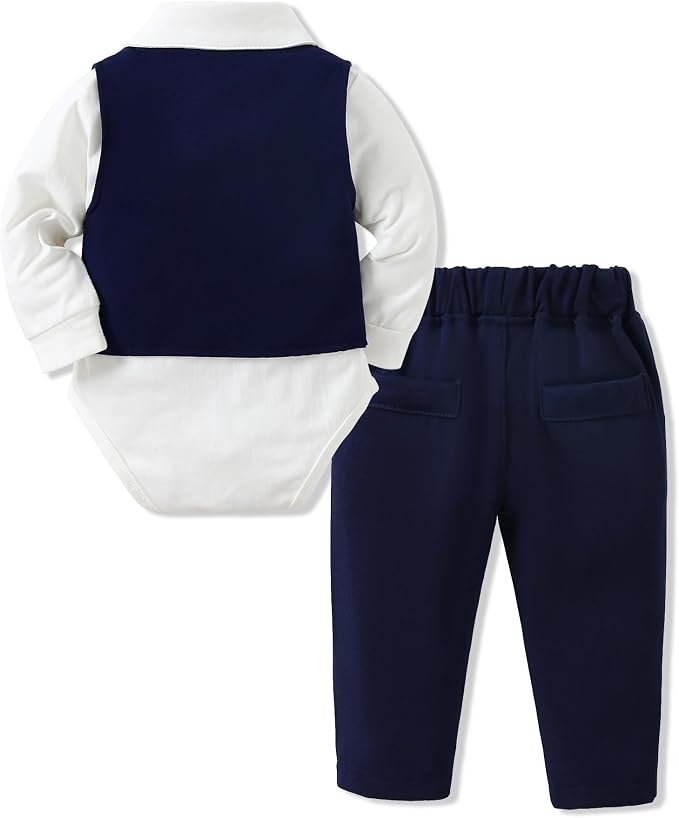 SANMIO Baby Boy Clothes Suits Infant Gentleman Outfit Collared Dress - Image 7