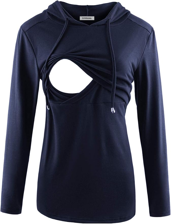 GINKANA Women's Nursing Hoodie Sweatshirt Long Sleeves Breastfeeding Maternity by GINKANA