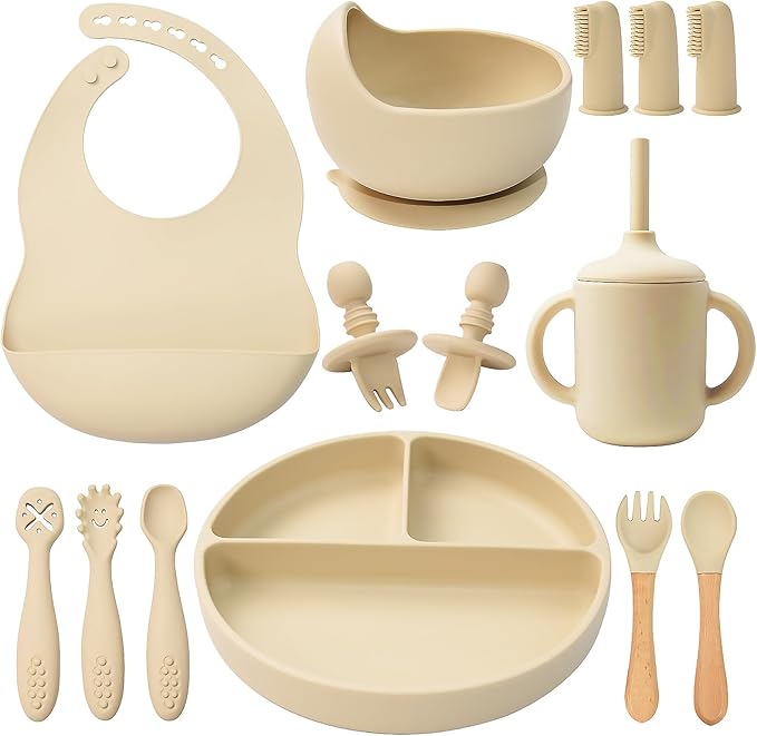 LITTLE RAWR Silicone Baby Feeding Set 14 Pcs, Baby Led Weaning Supplies by LITTLERAWR