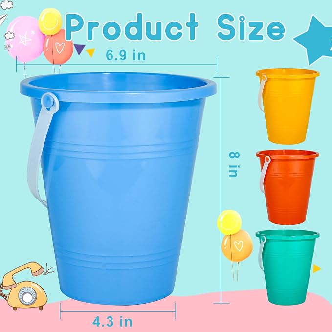 Holady 8 Inch Large Sand Beach Buckets Pail, Sand Bucket Water Bucket - Image 2