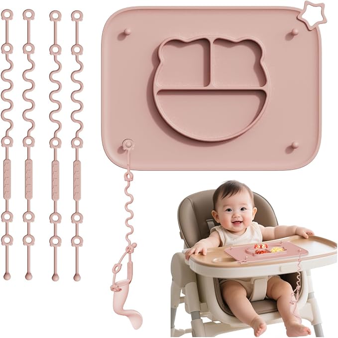 1 Pack Silicone Mat for Babies, Baby Placemat Built-in Suction Base and by Unknown