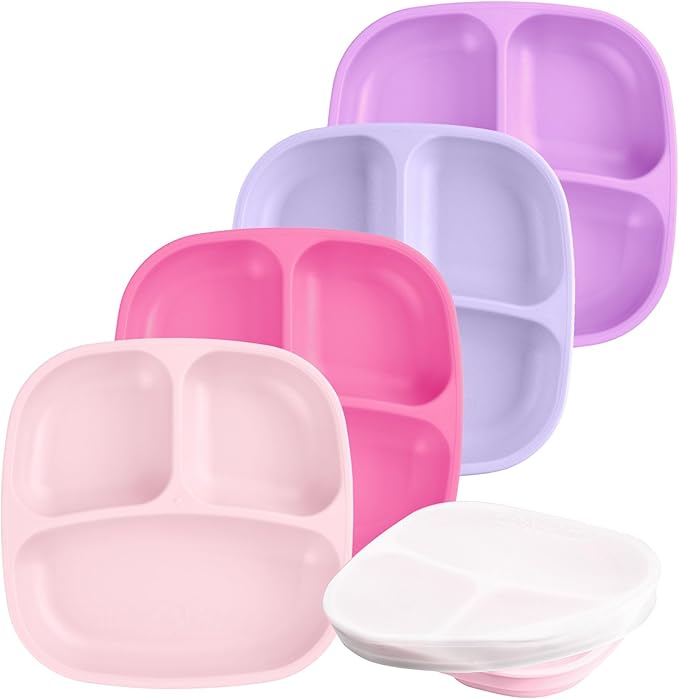 Re-Play Toddler Plates with Dividers & Silicone Lid by Re-Play