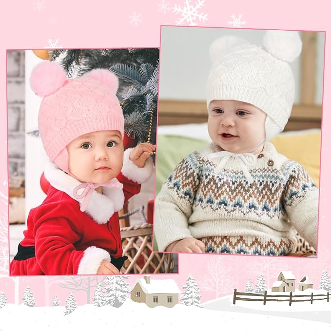 Labeol Baby Hats, Soft Warm Winter Knit Baby Beanie Hat - Image 6