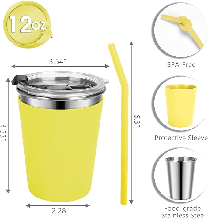 Kids Cups with Straws and Lids Leak Proof, 12oz Sippy Cups - Image 2