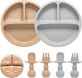 Silicone Baby Feeding Set, 2 Pack Divided Baby Plates by Eascrozn