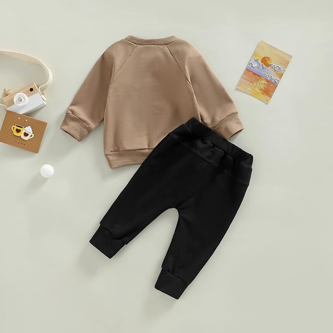 Toddler Baby Boy Clothes Solid Color Long Sleeve Crewneck Sweatshirt Top Casual - Image 7