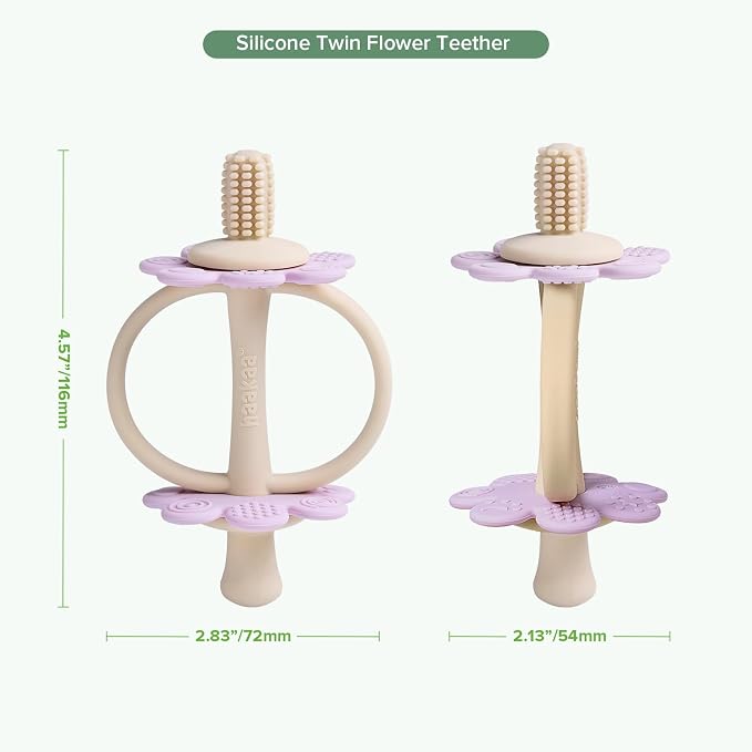 haakaa Silicone Twin Flower Teether, Nipple-Shaped End - Image 9