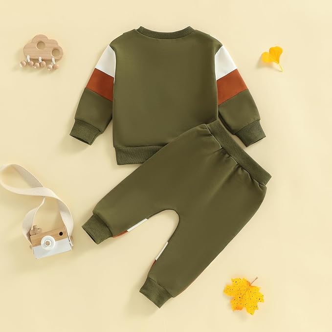 Kupretty Toddler Baby Boy Fall Winter Clothes Color Block Long Sleeve - Image 7