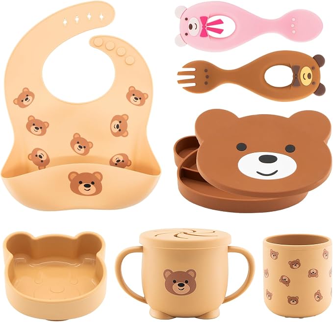 Silicone Baby Feeding Set 7 Pcs, Baby Led Weaning Supplies, Baby Feeding by Unknown