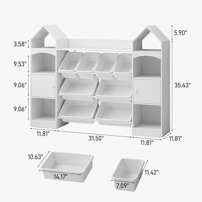 Vabches 55" Castle Shape Children's Toy Storage Organizer, Children's Bookcase - Image 2