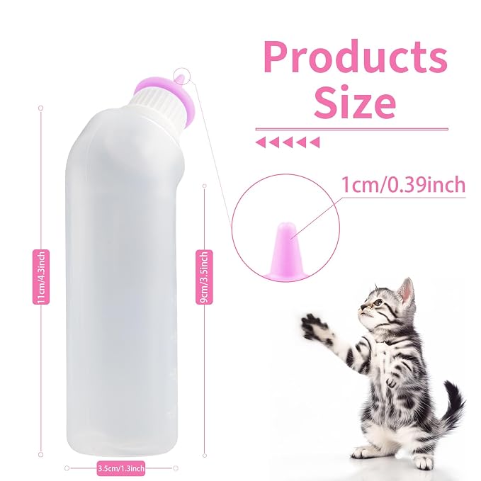 5Pack Kitten Bottle for Nursing Puppy Milk Kitten Bottles Feeding Kit Silicone - Image 2