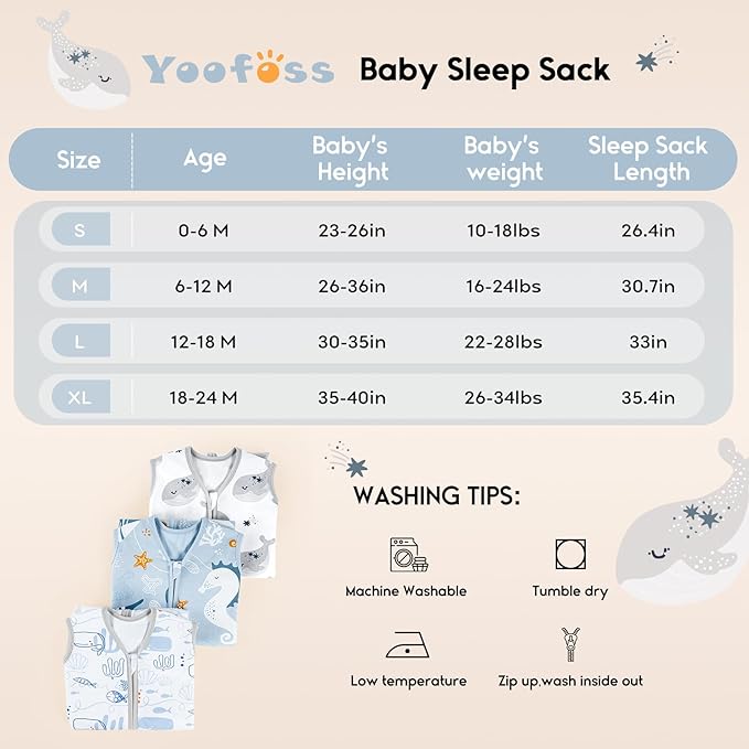 Yoofoss Baby Sleep Sack 12-18 Months 0.5 Tog Wearable Blanket - Image 5