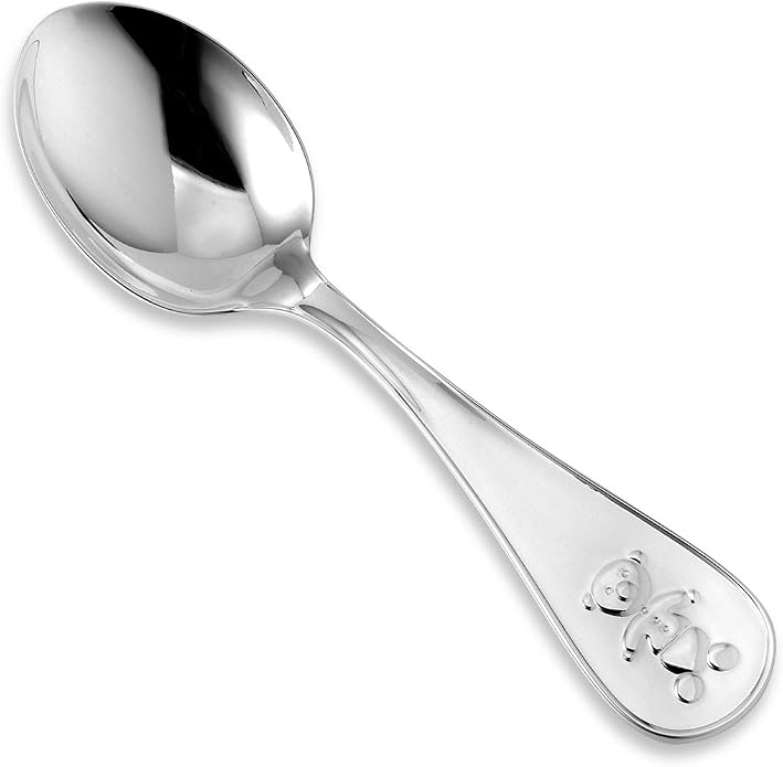 Sterling Silver Baby Spoon Fork Set Teddy Bear Design Personalized Engravable | by Unicornj