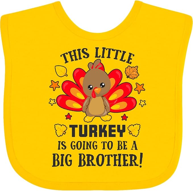 inktastic This Little Turkey Is Going To Be a Big Brother Baby Bib by Inktastic
