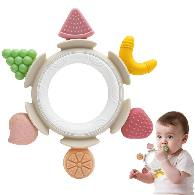 Baby Teething Ring Toy for 3–12 Months, Silicone Infant Teether for Sore Gum by AiTuiTui