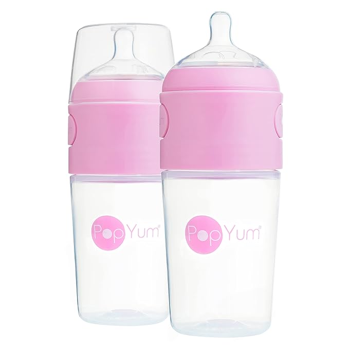 PopYum 9 oz Pink Anti-Colic Formula Making/Mixing/Dispenser Baby Bottles by PopYum