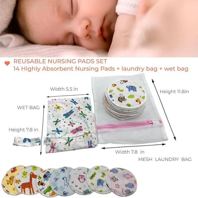 Reusable Nursing Pads 14 Pack, Washable Breast Pads Breastfeeding Essentials - Image 3
