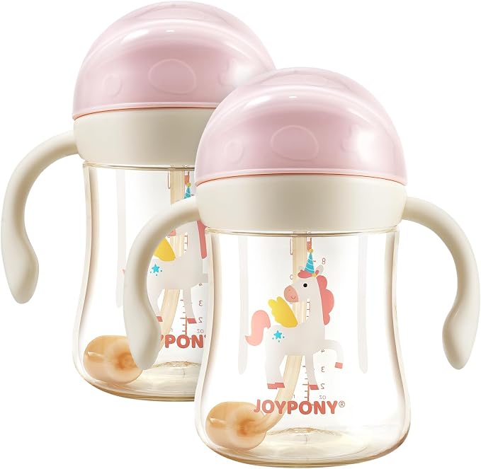 Sippy Cups for Toddlers 1-3, Spill Proof Weighted Straw Cup by KidsBrain-BoostingPlayspace