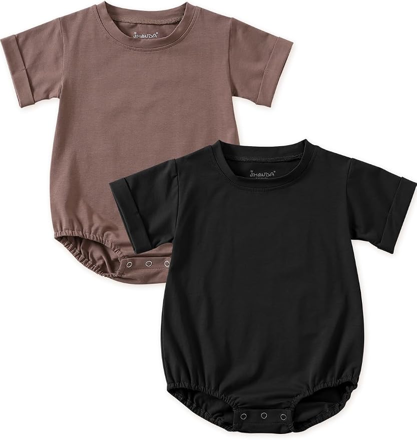 Jimonda Baby Bubble Romper Boy Girl Solid Color T-Shirt Outfits Short Sleeve by JimondaBaby