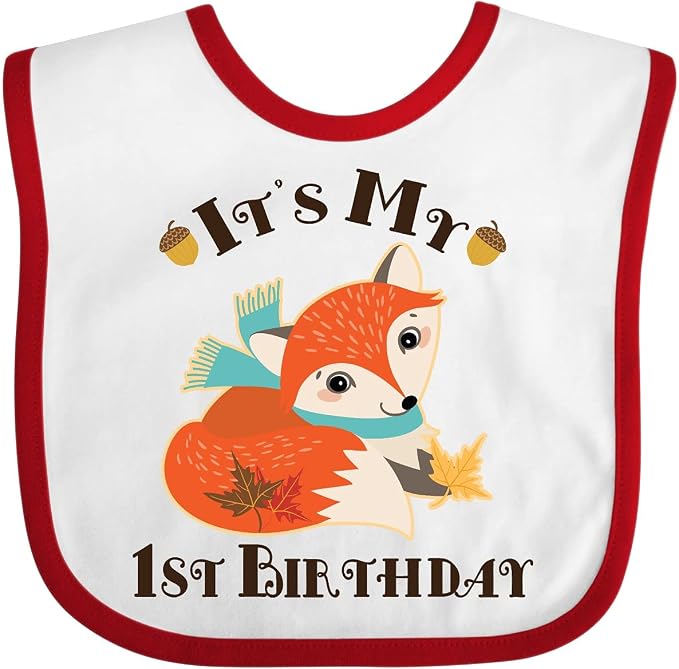inktastic 1st Birthday Woodland Fox Baby Bib by Inktastic