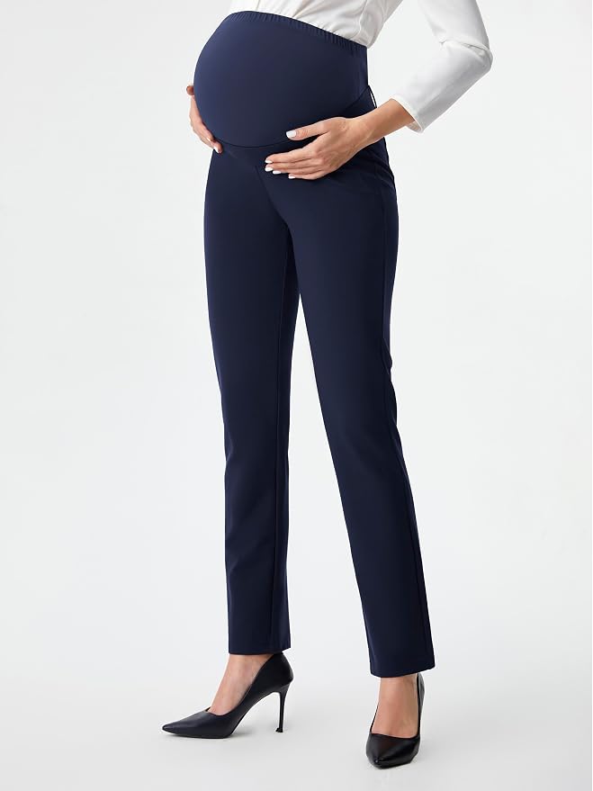 AFITNE Maternity Pants for Work Over The Belly Straight Leg Dress Slacks - Image 8