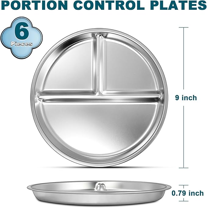 EWFEN Stainless Steel Toddler Plate Set of 6, Non Slip | Unbreakable Toddler - Image 2