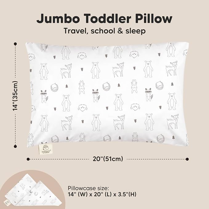 KeaBabies Toddler Pillow with Pillowcase, Jumbo 14X20 - Image 3