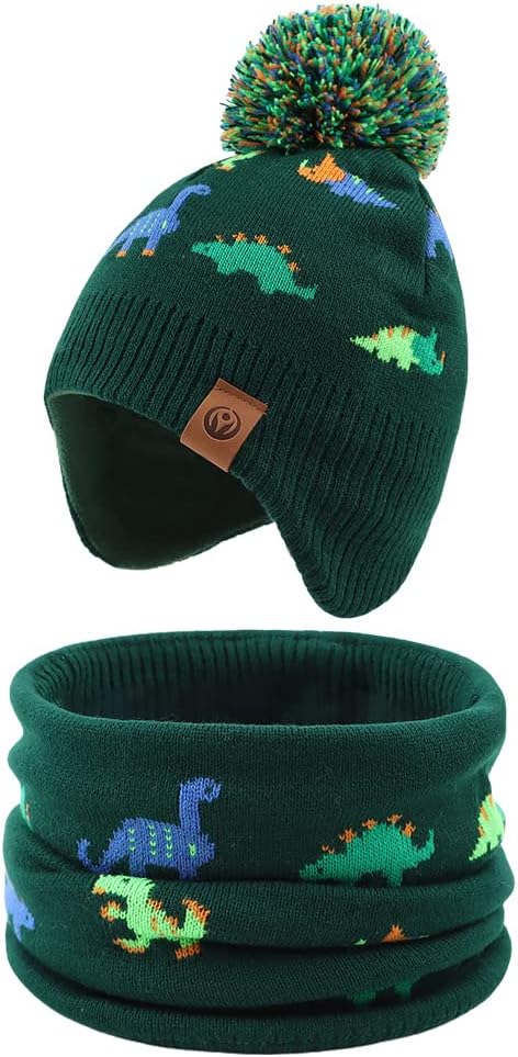 JANGANNSA Knitted Baby Hat Scarf Set Winter Warm Boys Girls Beanie Fleece by JANGANNSA