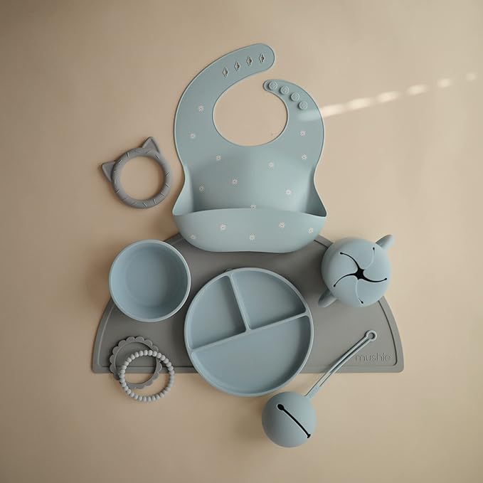 mushie Silicone Baby Bib | Adjustable Fit Waterproof Bibs - Image 2