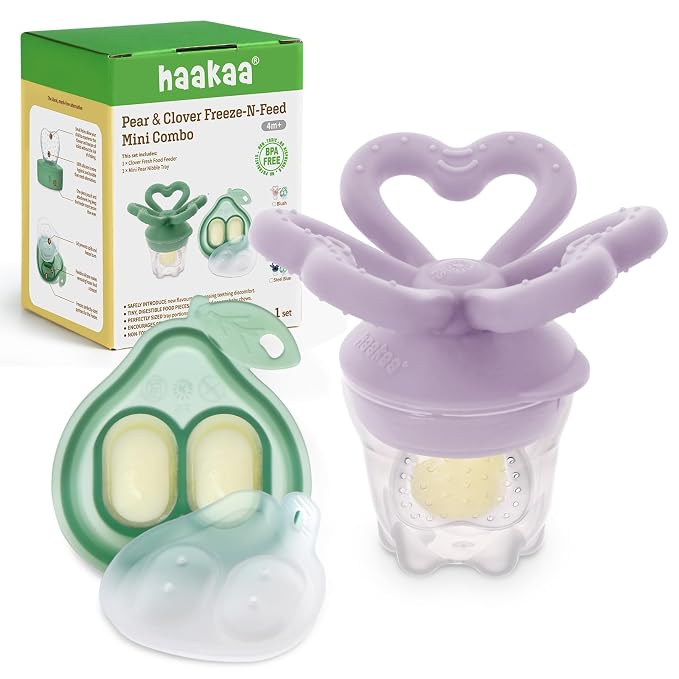 Haakaa Clover Baby Fruit Feeder Teether & Mini Freezer Nibble Tray – BPA-Free by haakaa