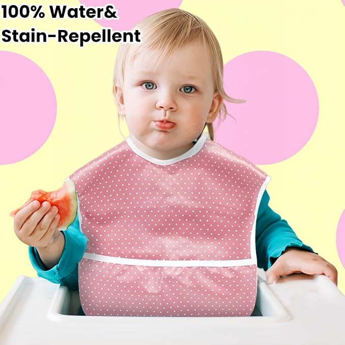 TSD Baby Bibs Waterproof Feeding Bibs 5pack Adjustable Mealtime Poctet Bib - Image 2