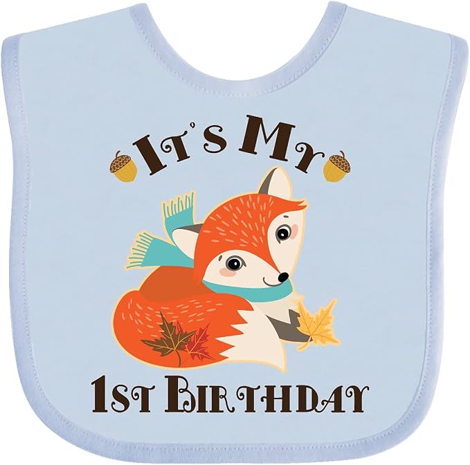 inktastic 1st Birthday Woodland Fox Baby Bib by Inktastic