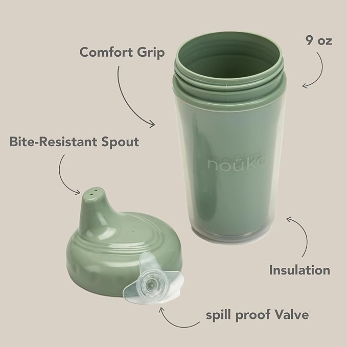 nouka Insulated Non-Spill Sippy Cup | Leak Proof and Easy Grip | Keeps Drinks - Image 4