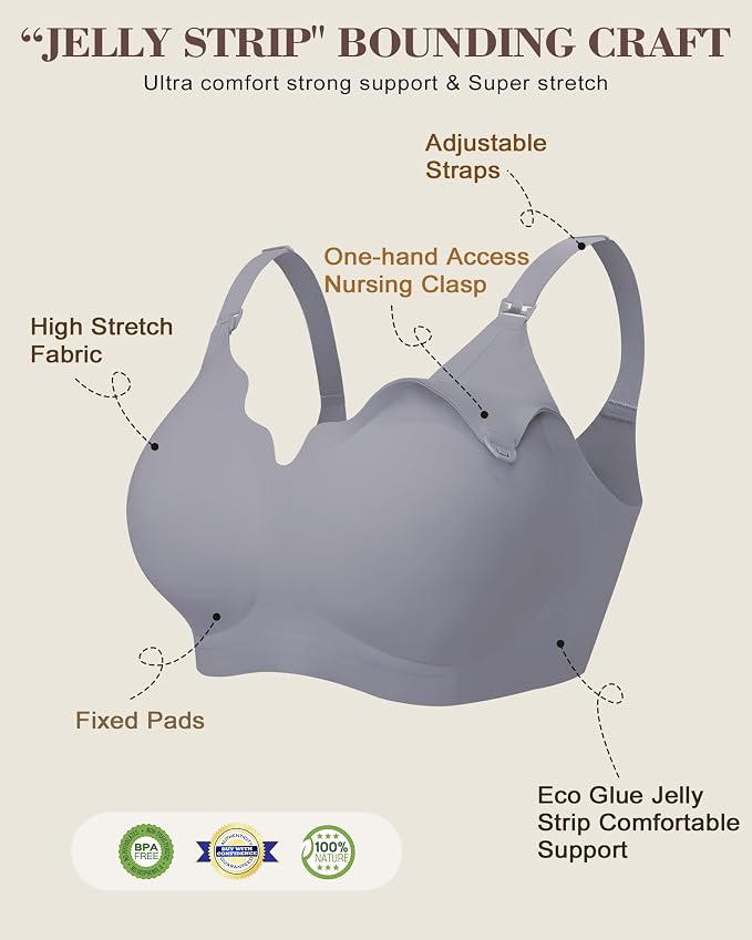As Fairy Wireless Seamless Pumping Bra Hands Free Nursing Bra Wirefree Comfort - Image 5