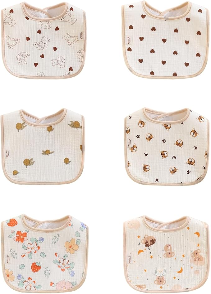 Baby Bandana Bibs, 6 Pack Waterproof Toddler Bib, Soft Cotton Absorbent Baby by Unknown